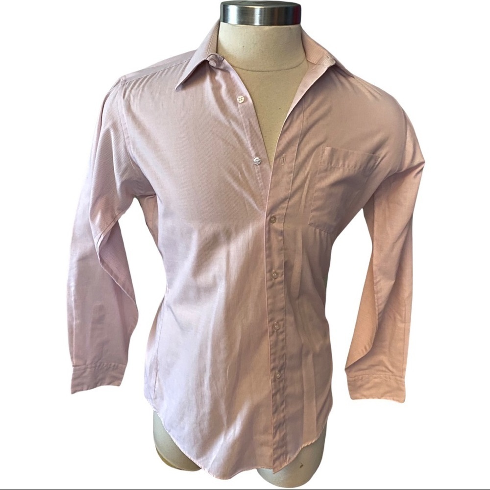 Lucasini Paris Light Pink w/ Dark Pink Stripes LS Button Front Oxford Shirt 15